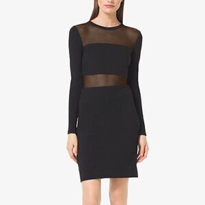 MICHAEL Michael Kors Black Sheer-Panel Ponte Dress